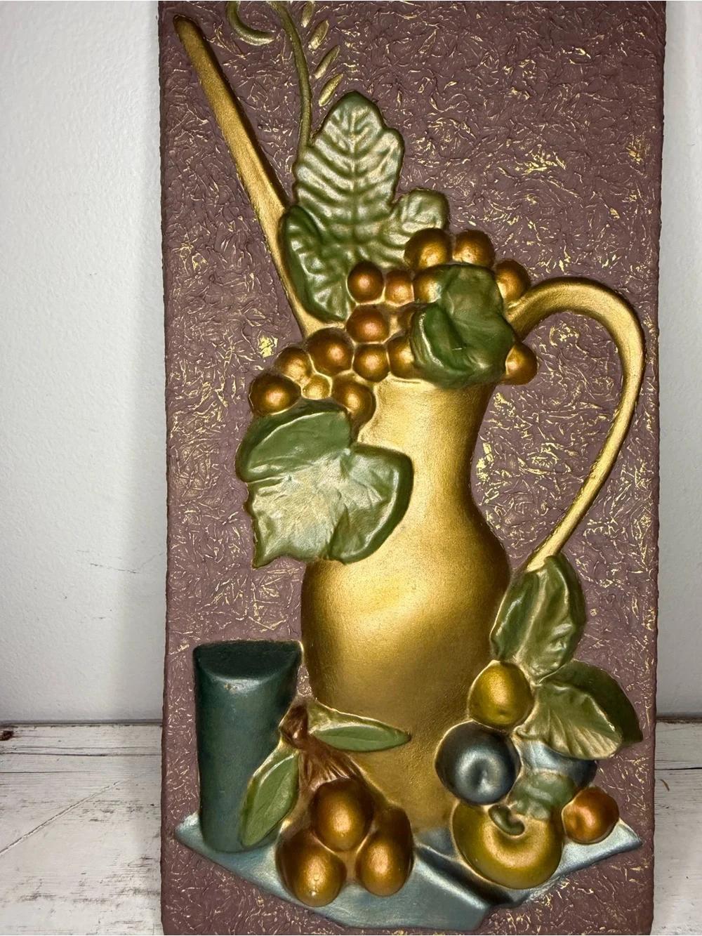 Vintage Florentine Art Studio Golden Chalkware Wall Plaques by Richardson, Jewel